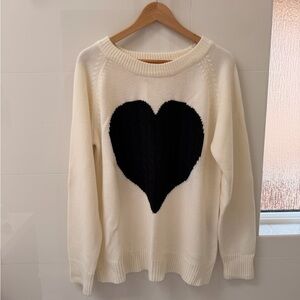 Heart Design Cream Sweater